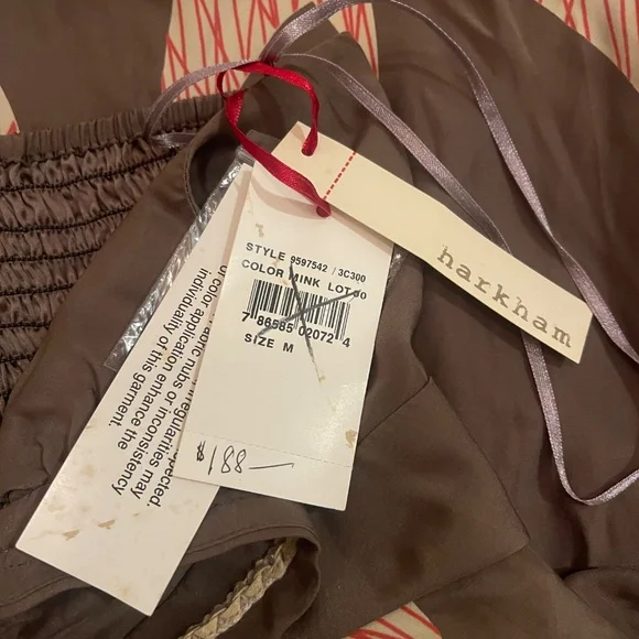 $188 Anthropology Harkham Brown Silk Mini Dress Tunic Medium NWT - Picture 6 of 15